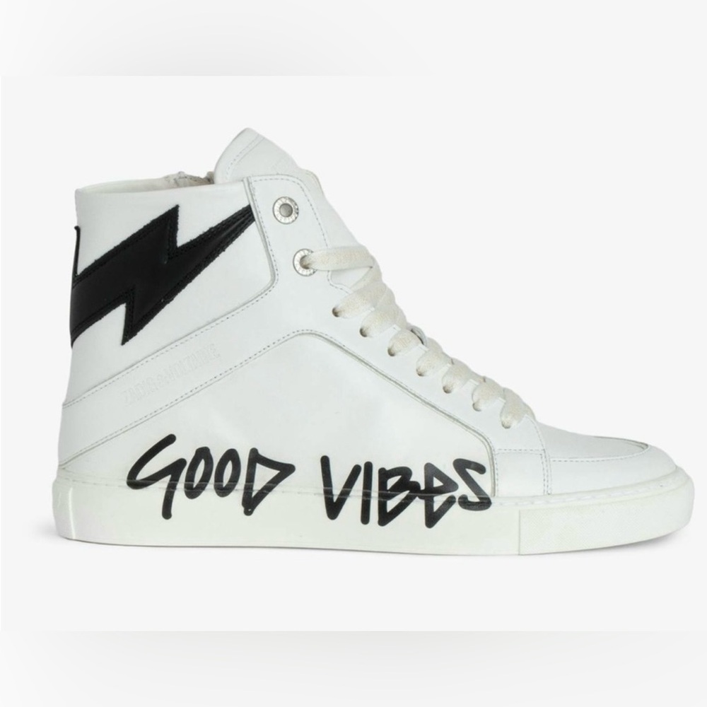 Zadig & Voltaire Good Vibes High-Top Sneakers - White and Black